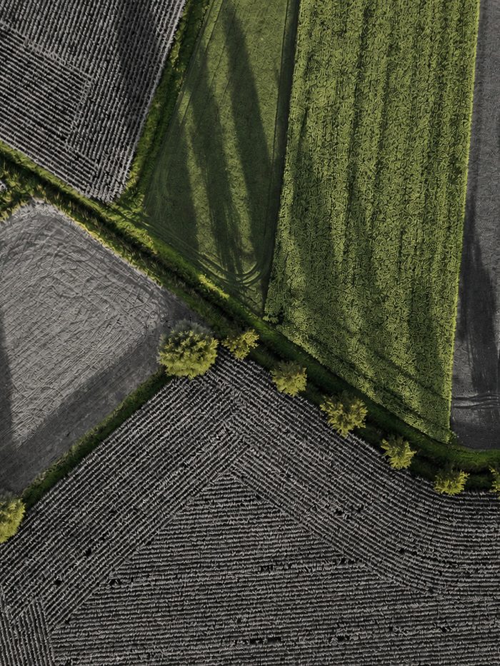 Vue aérienne du territoire agricole